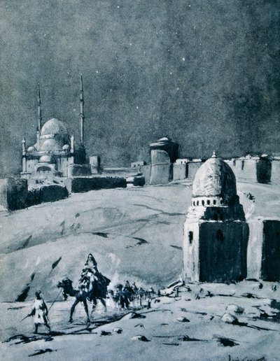 Mosquée de Muhammad Ali au clair de lune, Le Caire, Égypte, 1928 - Louis Cabanes