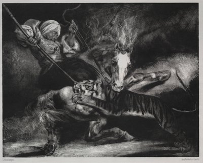 Une attaque par un tigre - Louis Candide Boulanger