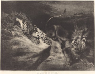 Le Lion et le Tigre - Louis Candide Boulanger after Eugène Delacroix