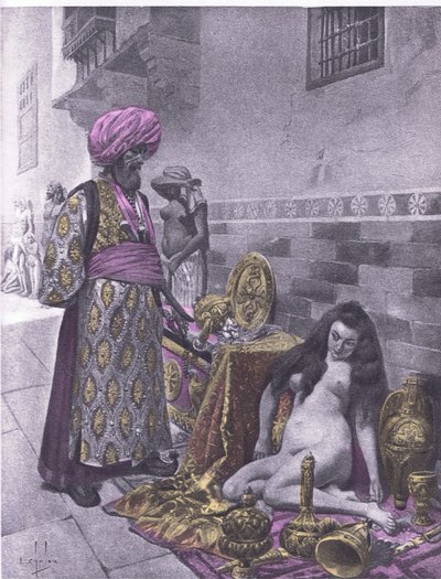 Osbech et les captifs, illustration du Décaméron de Boccace publiée par Navarre Society dans les années 1930 - Louis Chalon