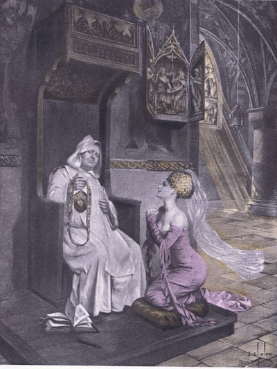 La dame et le frère, illustration du Décaméron de Boccace publié par la Société Navarre années 1930 (litho) - Louis Chalon