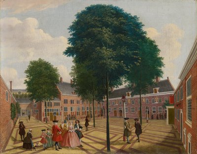 La grande cour de la maison des lépreux, 1735 - Louis Chalon