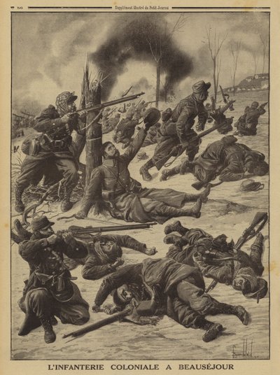 Infanterie coloniale française combattant à Beauséjour, Première Guerre mondiale - Louis Charles (after) Bombled