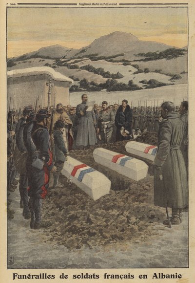 Funérailles de soldats français morts en Albanie lors de la retraite de Serbie, Première Guerre mondiale - Louis Charles (after) Bombled