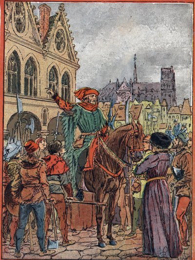 Etienne Marcel, prévôt des marchands (1315-1358) acquérant la Maison des Piliers sur la Place de Grève en juillet 1357 (Etienne Marcel politicien, prévôt des marchands de Paris a acheté la soi-disant Maison aux Piliers en nom de t - Louis Charles Bombled