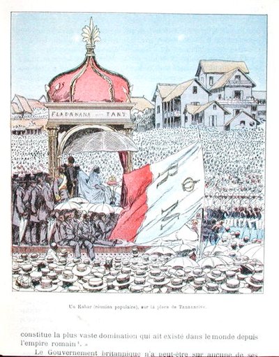 Rassemblement festif à Tananarive avec la reine Ranavalona III (1862-1917), de 