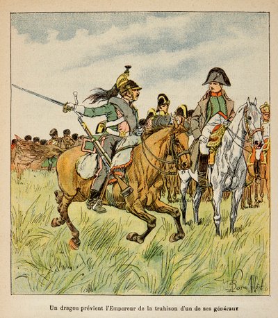 Illustration de Bombled Louis (1862-1927) du comte Emmanuel de Las Cases (1766-1842) : un dragon avertit l
