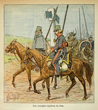 Illustration par Louis Bombled (1862-1927) du livre Le Mémorial de Sainte-Hélène par le comte Emmanuel de Las Cases (1766-1842) : Les Cosaques du Don, Collection privée - Louis Charles Bombled