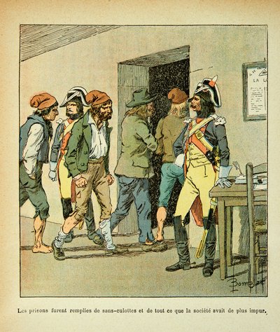 Illustration de Louis Bombled (1862-1927) du livre « Le Mémorial de Sainte-Hélène » par le comte Emmanuel de Las Cases (1766-1842) : Pendant la Révolution française, les prisons étaient pleines - Louis Charles Bombled