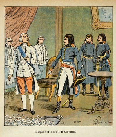 Illustration par Louis Bombled (1862-1927) du livre « Le Mémorial de Sainte-Hélène » du comte Emmanuel de Las Cases (1766-1842) : Entrevue entre Bonaparte et le comte Louis Cobenzl, chancelier d