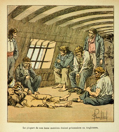 Illustration de Louis Bombled (1862-1927) du livre « Le Mémorial de Sainte-Hélène » du comte Emmanuel de Las Cases (1766-1842) : Prisonniers français sur les pontons anglais - Louis Charles Bombled