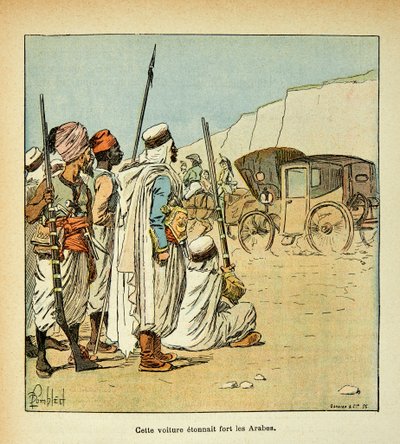 Illustration de Louis Bombled (1862-1927) du livre « Le Mémorial de Sainte-Hélène » du comte Emmanuel de Las Cases (1766-1842) : Expédition en Égypte. Égyptiens surpris par des équipages français - Louis Charles Bombled