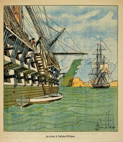 Illustration de Louis Bombled (1862-1927) du livre « Le Mémorial de Sainte-Hélène » du comte Emmanuel de Las Cases (1766-1842) : Arrivée de Napoléon à Sainte-Hélène le 15 octobre - Louis Charles Bombled