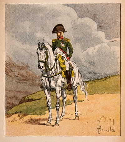 Illustration de Louis Bombled (1862-1927) du livre « Le Mémorial de Sainte-Hélène » par le comte Emmanuel de Las Cases (1766-1842) : Portrait équestre de l