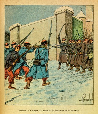 Janvier 1871, Héricourt, les volontaires français du 57e de marche à l