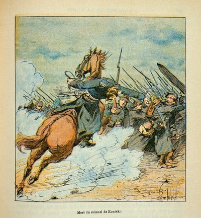 Mort du colonel prussien Kontski pendant les combats de Poupry en décembre 1870, Collection privée - Louis Charles Bombled