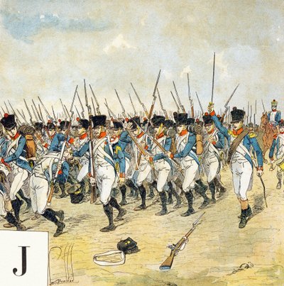 Lettre J : Jeune garde, "Je serai soldat" - Alphabet militaire - Louis Charles Bombled