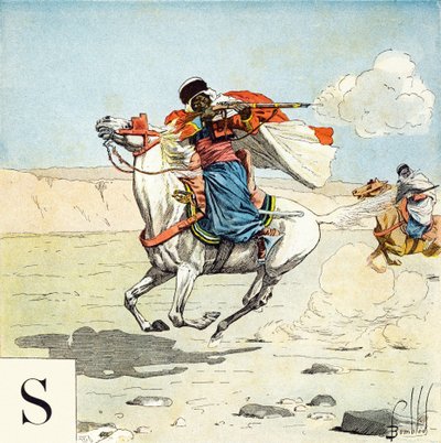 Lettre S : Spahis, "Je serai soldat" - Alphabet militaire - Louis Charles Bombled
