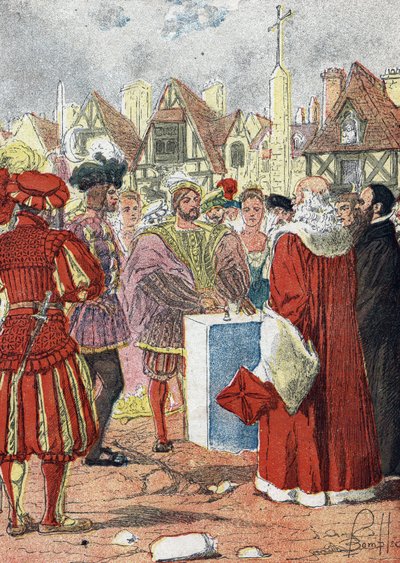 Pose par le roi de France François Ier de la première pierre de l