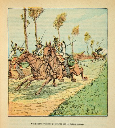 Cuirassiers prussiens poursuivis par les Freicists en octobre 1870, Collection privée - Louis Charles Bombled