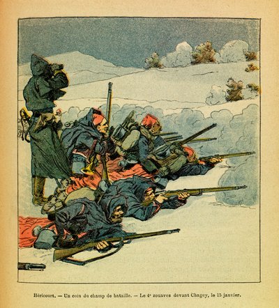 Héricourt, un coin du champ de bataille ; le 4e Zouave avant Chagey le 15 janvier - Louis Charles Bombled