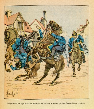 En décembre 1870, une patrouille de sept cavaliers prussiens détruite à Morey par des tireurs vosgiens, Collection particulière - Louis Charles Bombled