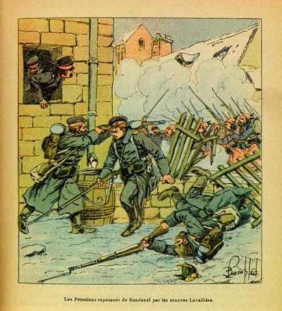 Janvier 1871, les Prussiens repoussés du village de Bondeval par les Zouaves Lavallière, Collection privée - Louis Charles Bombled