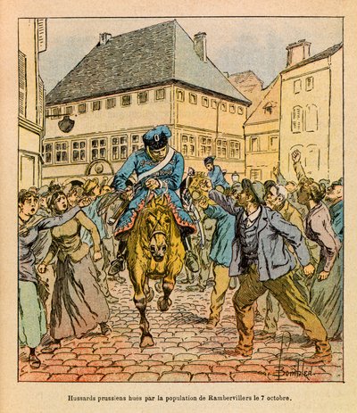 Avant-garde prussienne huée par la population de Rambervillers le 7 octobre - Louis Charles Bombled