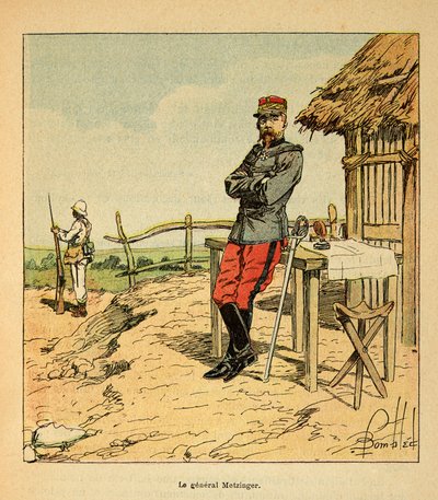 La Guerre à Madagascar - Histoire anecdotique des expéditions françaises de 1885-1895 par Henri Galli dit Galllichet, illustrée par Louis Bombled : Portrait du Général Metzinger à Madagascar en 1895 - Louis Charles Bombled