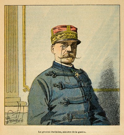 La Guerre à Madagascar - Histoire anecdotique des expéditions françaises de 1885-1895 par Henri Galli dit Galllichet, illustrée par Louis Bombled : Portrait du Général Emile Auguste François Zurlinden, Ministre de la Guerre - Louis Charles Bombled