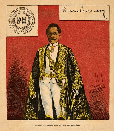 La Guerre à Madagascar - Histoire anecdotique des expéditions françaises de 1885-1895 par Henri Galli dit Galllichet, illustrée par Louis Bombled : Portrait du Premier Ministre Rainilaiarivony - Louis Charles Bombled
