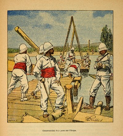 La Guerre à Madagascar-Histoire anecdotique des expéditions françaises de 1885-1895 par Henri Galli dit Galllichet (1854-1922), illustrée par Louis Bombled (1862-1927) : Construction d