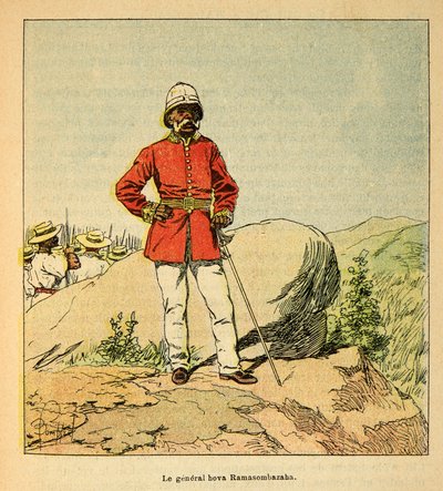 La guerre à Madagascar - Histoire anecdotique des expéditions françaises de 1885-1895 par Henri Galli dit Gallichet (1854-1922), illustrée par Louis Bombled (1862-1927) : Portrait du général Hova Ramasombazaha - Louis Charles Bombled