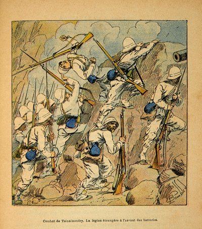 La Guerre à Madagascar - Histoire anecdotique des expéditions françaises de 1885-1895 par Henri Galli dit Gallichet (1854-1922), illustrée par Louis Bombled (1862-1927) : Bataille de Tsinainondry, la légion étrangère à l