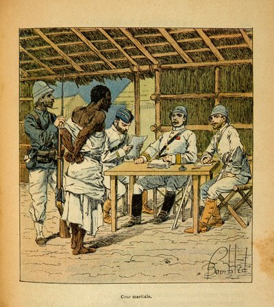 La Guerre à Madagascar - Histoire anecdotique des expéditions françaises de 1885-1895 par Henri Galli dit Gallichet (1854-1922), illustrée par Louis Bombled (1862-1927) : Interrogatoire d