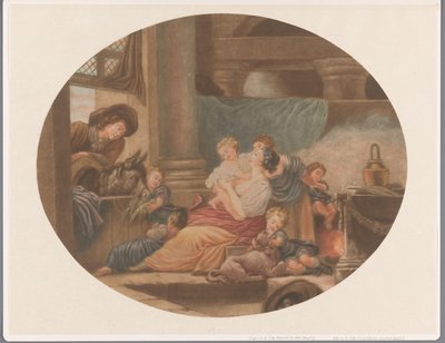 Intérieur avec une famille de six enfants - Louis Charles Gautier Dagoty