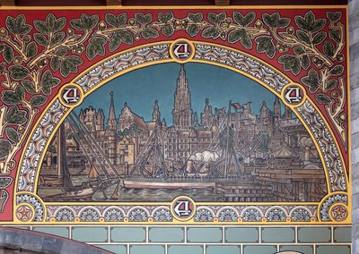 Gare ferroviaire (Sint-Pietersstation). Intérieur. 1912. Le hall d