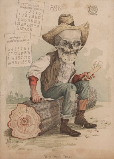 Sculpter un morceau de bois, illustration pour le calendrier Antikamnia - Louis Crucius or Crusuius