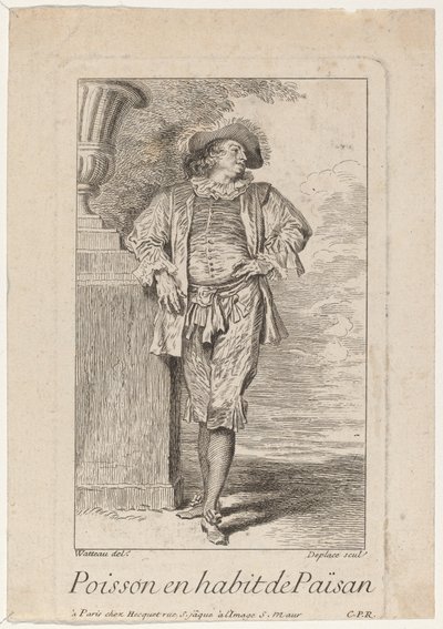 Poisson en habit de paysan - Louis Deplaces after Antoine Watteau