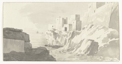 Vue de la ville Polignano (Voyage en Italie, en Sicile et à Malte - 1778) - Louis Ducros