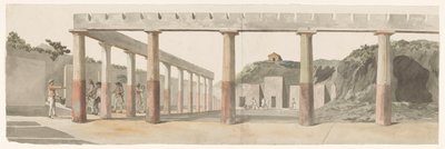 Vue des casernes romaines et de la colonnade de Pompéi (Voyage en Italie, en Sicile et à Malte - 1778) - Louis Ducros