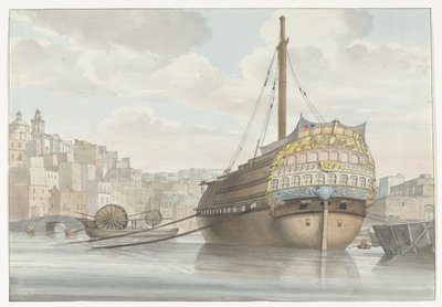 Vue du port avec un galion près du chantier - Louis Ducros