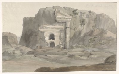 Tombes avec façade de style dorique taillées dans la roche près de Syracuse (Voyage en Italie, en Sicile et à Malte - 1778) - Louis Ducros