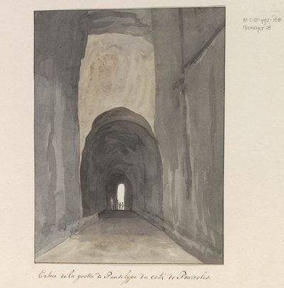 Entrée de la grotte de Pausilype du côté de Pouzzoles (Voyage en Italie, en Sicile et à Malte - 1778) - Louis Ducros