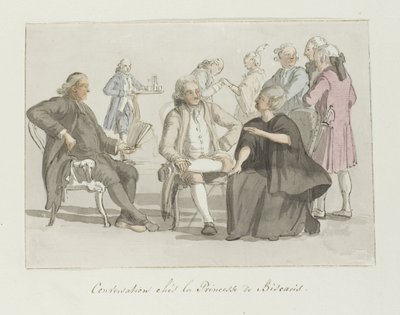Membres de la compagnie de voyage parlant avec la princesse de Biscaris - Louis Ducros