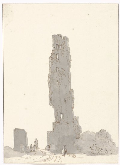 Ruine de la tour le long de la grande route entre Terracina et Fondi (Voyage en Italie, en Sicile et à Malte - 1778) - Louis Ducros