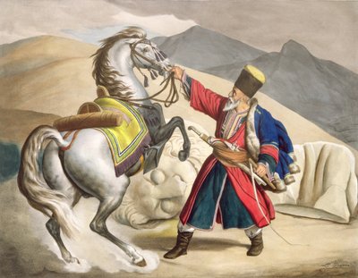 Un Tatar avec son cheval, gravé par les frères Thierry, 1825 - Louis Dupré