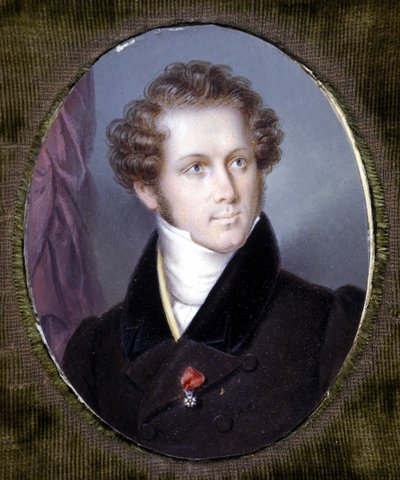 Portrait de Vincenzo Bellini. Miniature de Dupré. Museo della Scala. Milan. - Louis Dupré