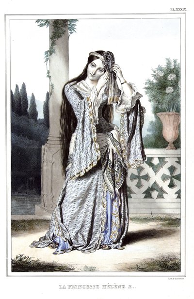 Princesse Hélène Soutzo - Voyage à Athènes et Constantinople, collection de portraits grecs et ottomans, vues et costumes, lithographies et coloriées par Louis Dupre (1789-1837), élève de David. 1825 - Louis Dupré