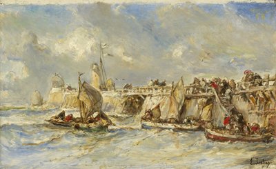 Embarcadère sur la jetée - Eugene Isabey